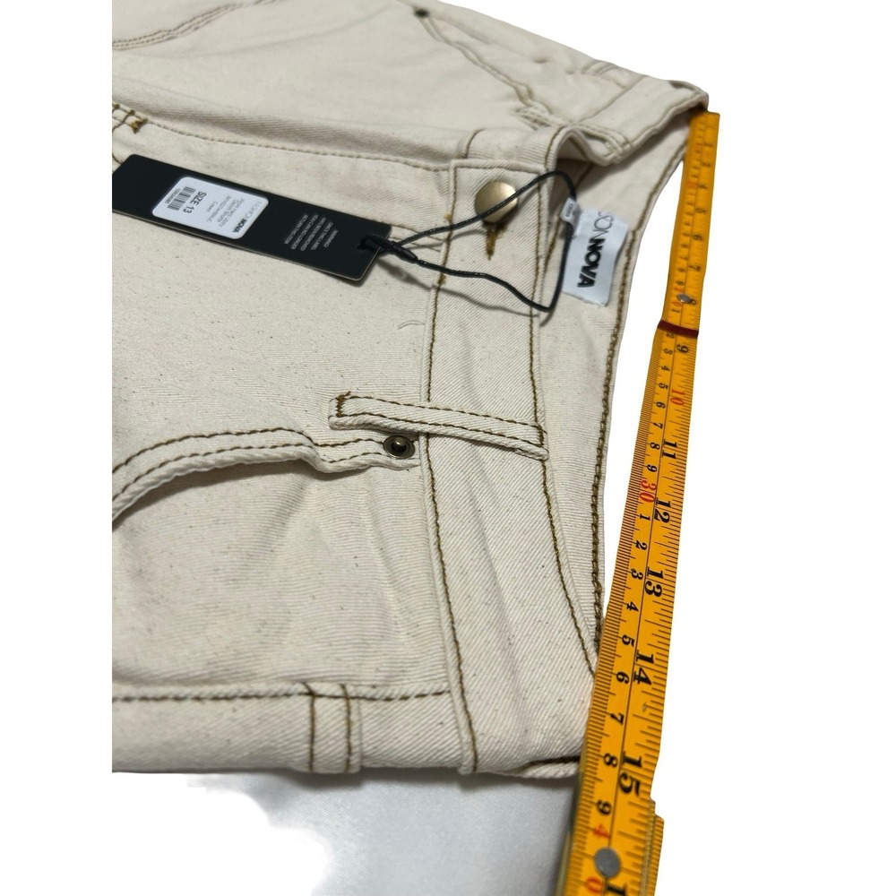 Bottoms Cream Carpenter Utility Shorts Contrast Stitch Size 13 NWT Fashion Nova - Picture 5 of 7